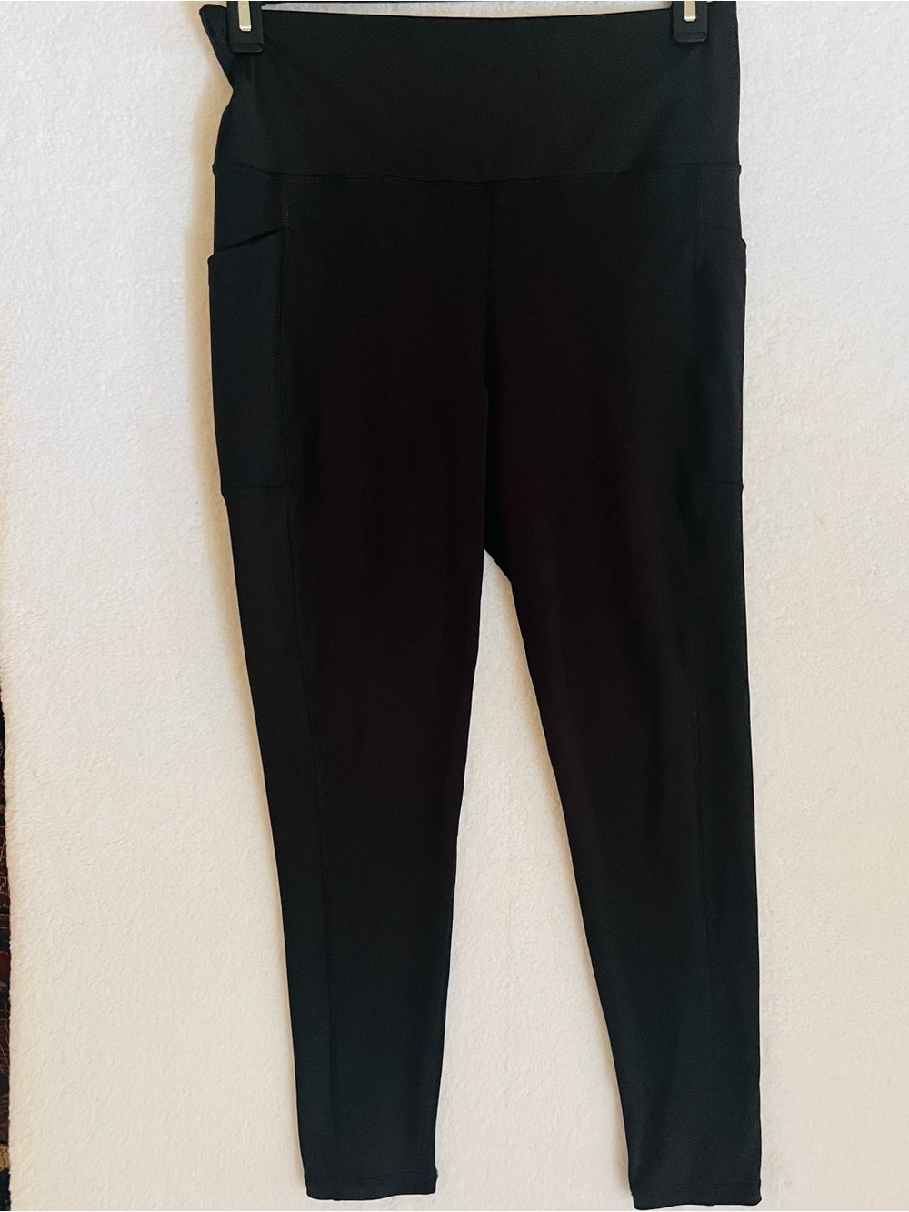 Daisy Fuentes Black Women's High-Waist Leggings with Side Pockets Sz XL